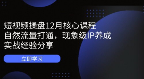 [支持免费下载]短视频运营核心课程：打造现象级IP与自然流量策略