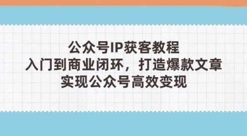 [支持免费下载]公众号IP获客教程（第3期）：从入门到商业闭环，打造爆款文章