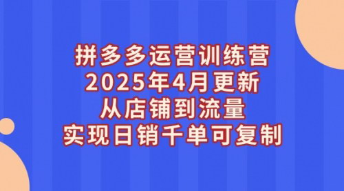 [支持免费下载]拼多多运营训练营2025年4月更新：从店铺到流量，实现日销千单的可复制成功