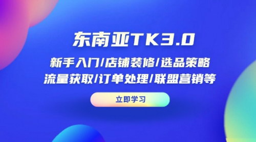 [支持免费下载]东南亚TK3.0电商教程：从入门到精通，全面掌握店铺运营策略