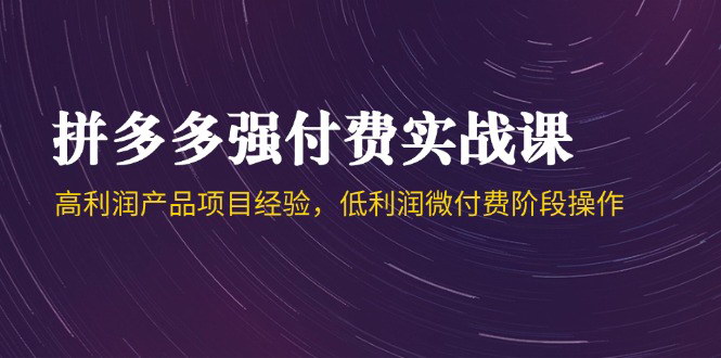 [支持免费下载]【拼多多付费模式实战课】高利润强付费与低利润微付费策略解析