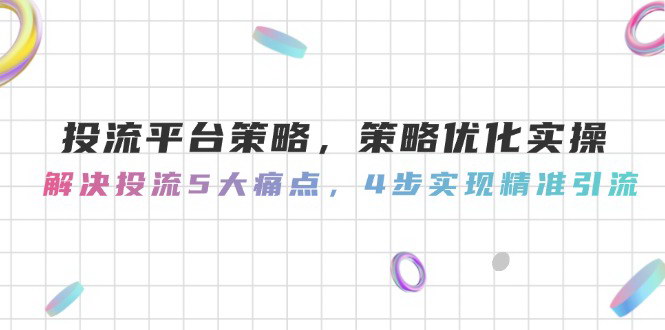 [支持免费下载]【投流平台策略优化】解决精准引流五大痛点，四步实现高效转化