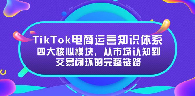 [支持免费下载]TikTok电商运营知识体系：四大核心模块，从市场认知到交易闭环的完整链路