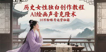 [支持免费下载]《历史女性独白创作教程：AI绘画与声音克隆术，打造10万粉短视频账号》
