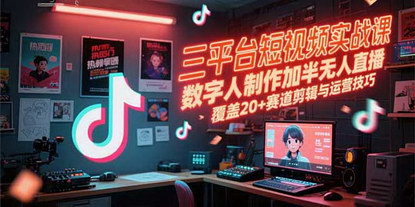 [支持免费下载]《三平台短视频实战课：数字人+半无人直播，覆盖20+赛道从0到1全攻略》
