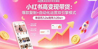 [支持免费下载]小红书高变现带货系统：爆款复制与自动化运营实现年入20万+的秘诀