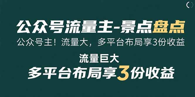 [支持免费下载]公众号流量主掘金术：景点盘点赛道，多平台布局实现三倍收益