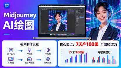[支持免费下载]2025年AI绘图照片开口说话视频制作课：Midjourney+数字人，7天产100条月增收过万
