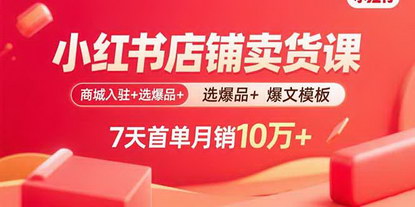 [支持免费下载]7天小红书店铺卖货速成课：从商城入驻到月销10万+