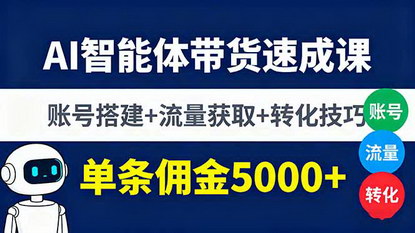 [支持免费下载]2025年AI智能体带货速成课：账号搭建+流量获取+转化技巧，单条佣金5000+