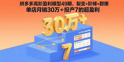 [支持免费下载]拼多多高阶盈利模型：裂变+阶梯+群爆，实现单店月销30万+投产7