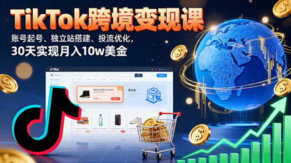 [支持免费下载]2025年TikTok跨境变现实战课：账号起号、独立站搭建、投流优化，30天实现月入10万美金