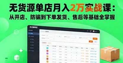 [支持免费下载]无货源单店月入2万实战课：从开店到售后，掌握电商创业全流程