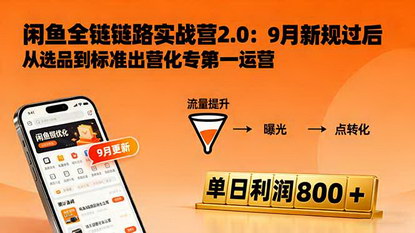 [支持免费下载]闲鱼变现课3.0：掌握链接优化、流量提升、商业变现，单日利润800+