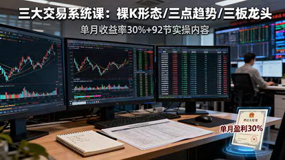 [支持免费下载]三大交易系统课：裸K形态、三点趋势、三板体系，单月收益率30%+