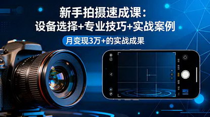 [支持免费下载]2025年新手拍摄速成课：设备选择+专业技巧+实战案例，月变现3万+的实战成果