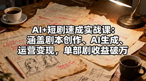 [支持免费下载]AI+短剧速成实战课，开启单部剧破万收益之旅