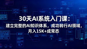[支持免费下载]30天AI系统入门课：零基础构建完整知识体系，助力成功转行人工智能领域