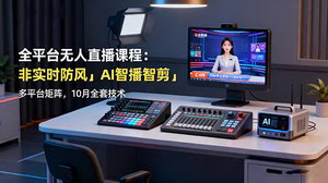 [支持免费下载]全平台无人直播课程：10月最新技术，非实时防风+AI智播智剪+多平台矩阵