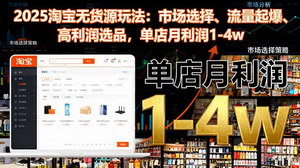 [支持免费下载]2025淘宝无货源玩法全解析：市场选择+流量起爆+高利润选品，单店月入1-4万