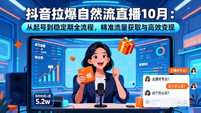 [支持免费下载]抖音拉爆自然流直播10月：全流程实操，精准流量获取与高效变现