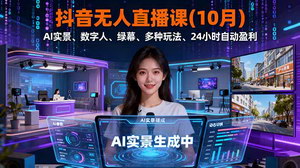 [支持免费下载]10月抖音无人直播课，解锁24小时自动盈利秘诀