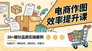 [支持免费下载]电商作图效率提升课，批量生产、模板应用、流程优化，20+细分品类实操案例，月赚3万