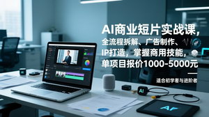 [支持免费下载]《AI商业短片实战课：全流程解锁，掌握商用技能，一单轻松赚1000 - 5000元》