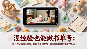 [支持免费下载]零基础书单号实战课：育儿+古风+情感全类型，剪映实操，单条视频收益破2000+