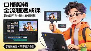 [支持免费下载]口播剪辑全流程速成课：剪映双平台+博主案例拆解，学完独立出片效率提3倍