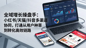 [支持免费下载]全域增长操盘手：小红书+天猫+抖音多渠道协同，打通种草到转化高效链路