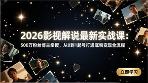 [支持免费下载]2026影视解说实战课：500万粉丝博主亲授，从0起号打通涨粉变现全闭环