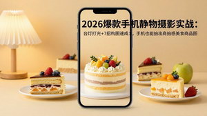 [支持免费下载]2026爆款手机静物摄影实战课台灯打光+7招构图手机拍出商拍感美食商品图