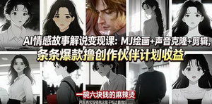 [支持免费下载]AI情感故事解说变现课：MJ绘画+声音克隆+剪辑，批量撸创作伙伴计划收益