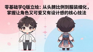 [支持免费下载]零基础Q版立绘系统教程 从头身比例到服装细化打造高颜值角色