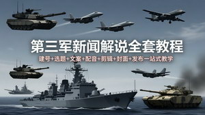[支持免费下载]军迷新闻解说全套制作教程 账号搭建剪辑运营一站式起号变现